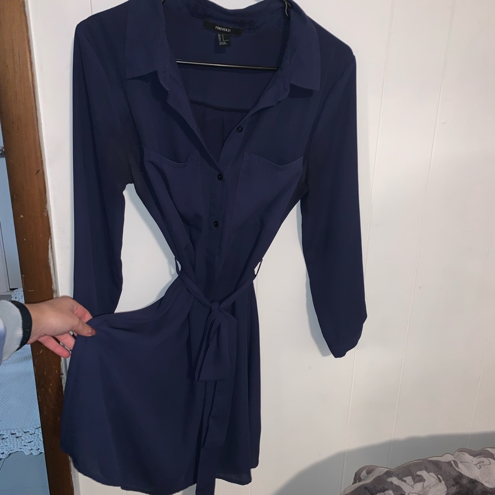 Blue button up Tie dress